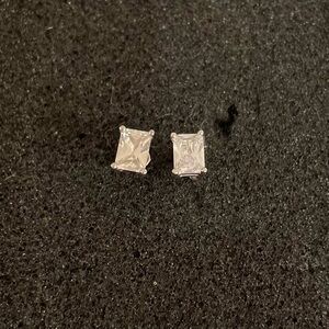 Elegant Silver Tone Cubic Zirconia Stud Earrings